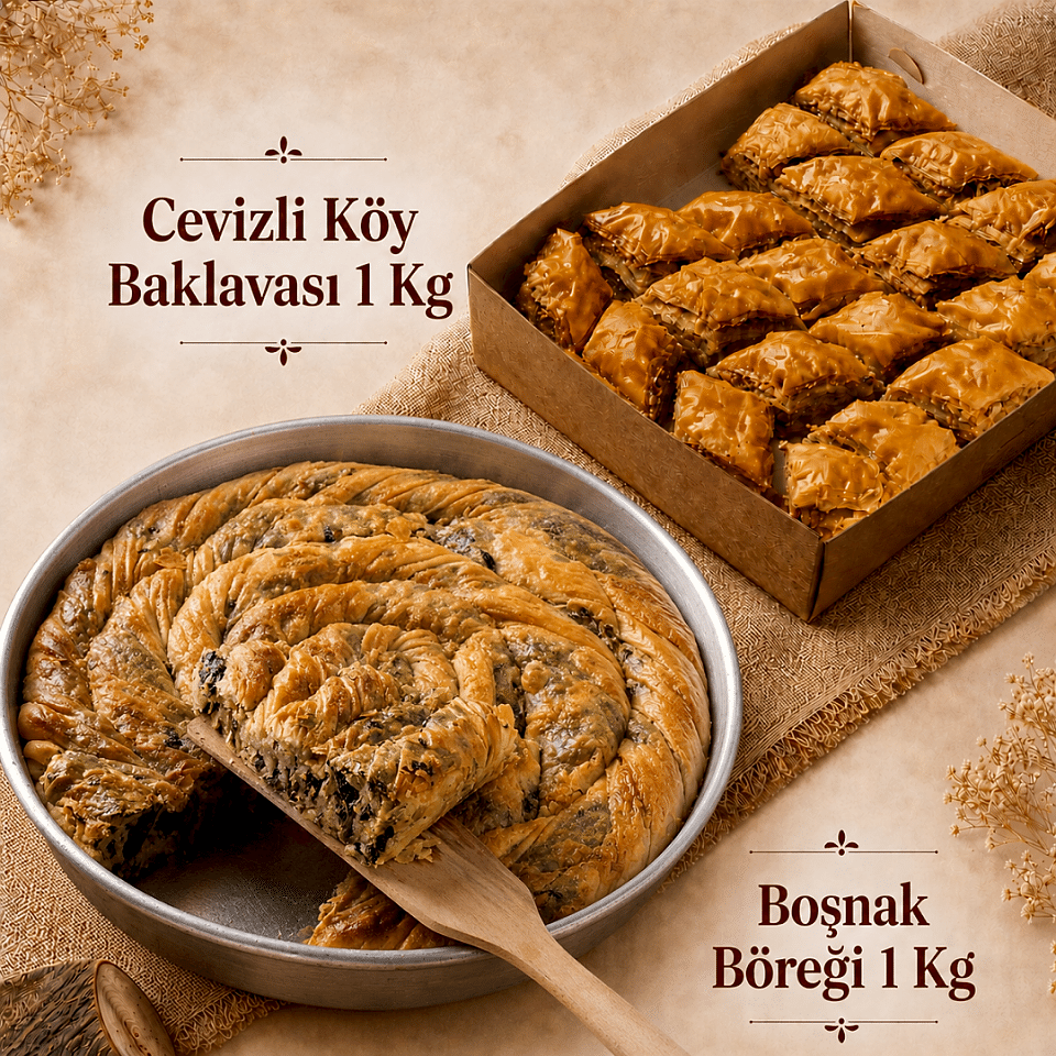Cevizli Köy Baklavası 1 kg + Boşnak Böreği 1 kg