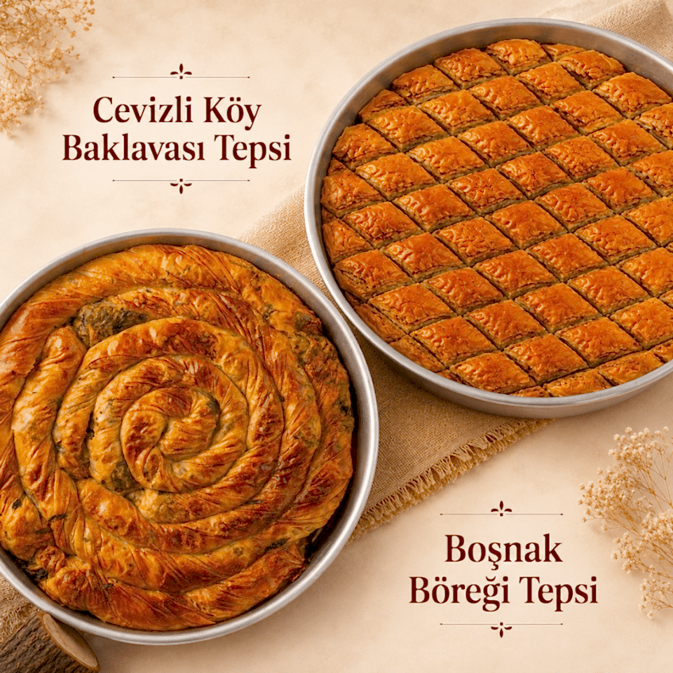 Cevizli Köy Baklavası Tepsi + Boşnak Böreği Tepsi